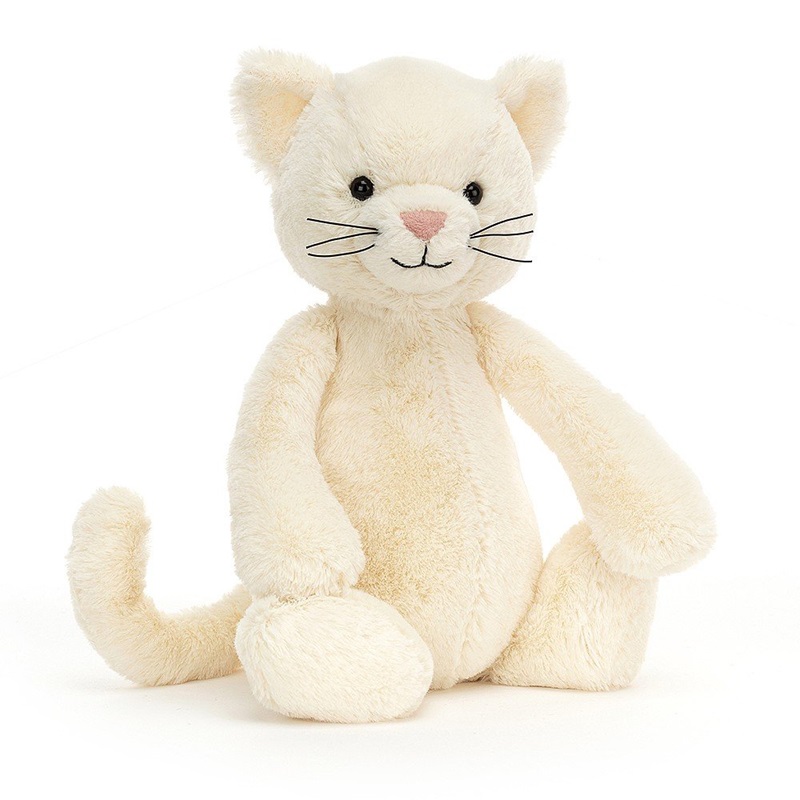 【Jellycat ジェリーキャット】 Mサイズ Bashful Cream Kitten (BAS3KITN) 猫 クリーム ホワイト ネコ ぬいぐるみ
